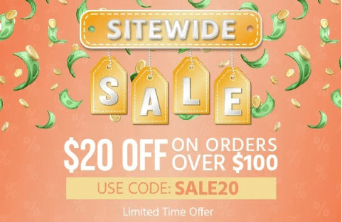$20 OFF on Orders $100+