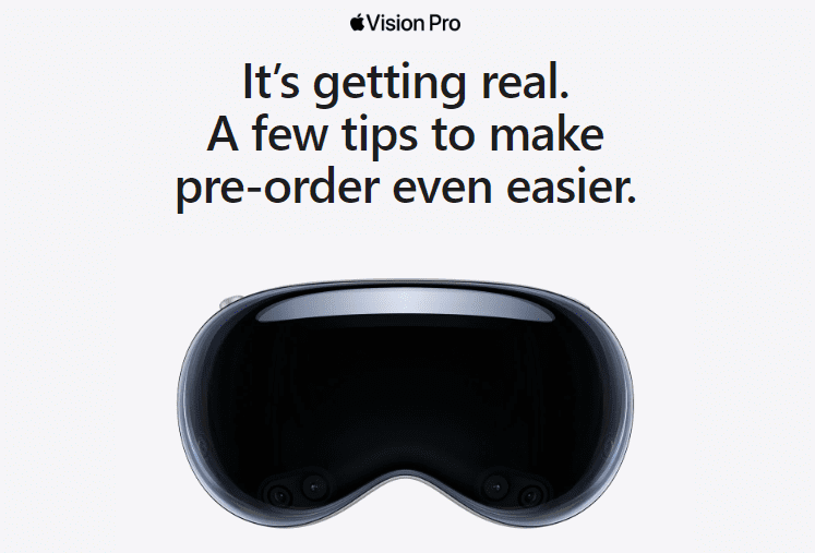 Prepare for Apple Vision Pro pre-order on January 19.